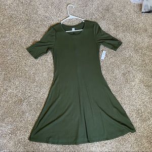 NEW Olive Green Knit A-line Dress, size Medium